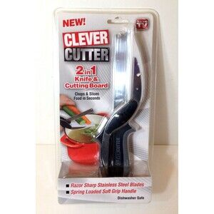 Clever Cutter 2 in 1 Knife Cutting Scissors Chops Slicers New Factory Sealed